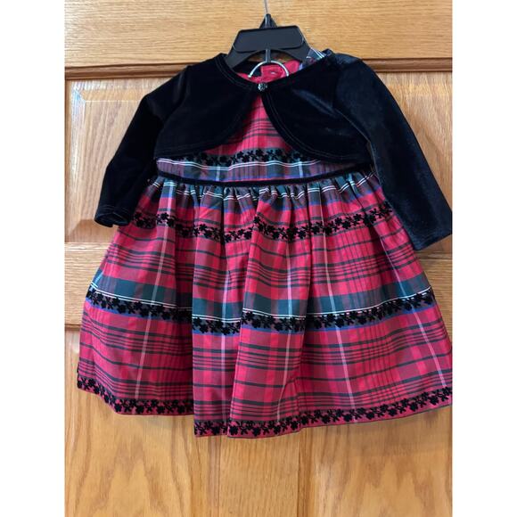 Pippa & Julie baby Plaid Taffeta
Dress & Velvet Jacket Set 6-9 months - Picture 3 of 6